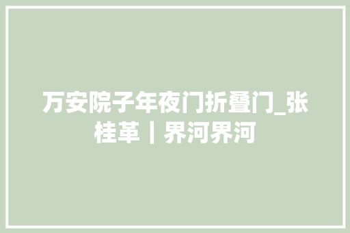 万安院子年夜门折叠门_张桂革｜界河界河