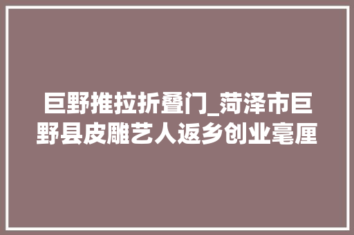 巨野推拉折叠门_菏泽市巨野县皮雕艺人返乡创业毫厘之间砥砺别样人生 塑钢门