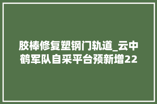 胶棒修复塑钢门轨道_云中鹤军队自采平台预新增226类商品