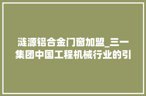 涟源铝合金门窗加盟_三一集团中国工程机械行业的引领者