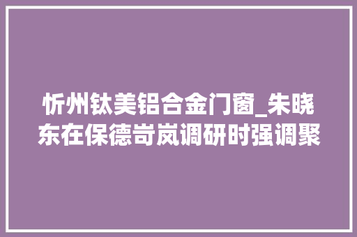 忻州钛美铝合金门窗_朱晓东在保德岢岚调研时强调聚焦能源新业态开拓本钱新产品推动高质量成长创造高品格生活