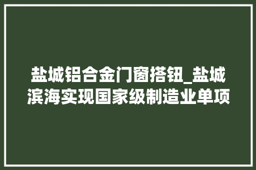 盐城铝合金门窗搭钮_盐城滨海实现国家级制造业单项冠军零的打破