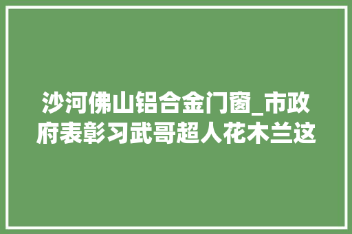 沙河佛山铝合金门窗_市政府表彰习武哥超人花木兰这二等功给他们谁不服