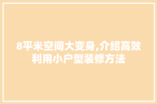 8平米空间大变身,介绍高效利用小户型装修方法