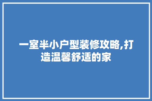 一室半小户型装修攻略,打造温馨舒适的家