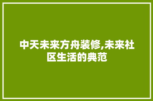 中天未来方舟装修,未来社区生活的典范