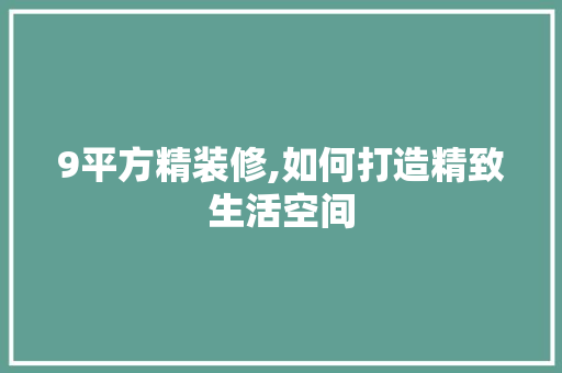 9平方精装修,如何打造精致生活空间