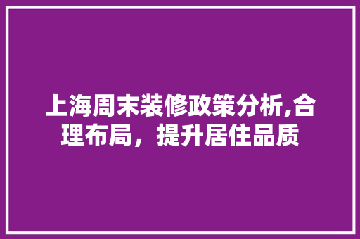 上海周末装修政策分析,合理布局，提升居住品质
