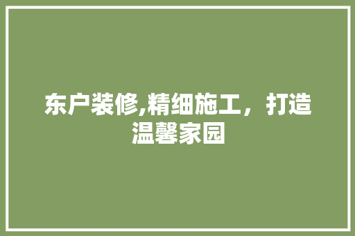 东户装修,精细施工，打造温馨家园