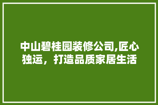 中山碧桂园装修公司,匠心独运，打造品质家居生活