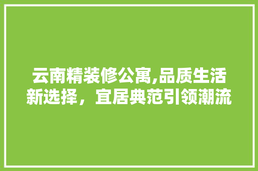 云南精装修公寓,品质生活新选择，宜居典范引领潮流