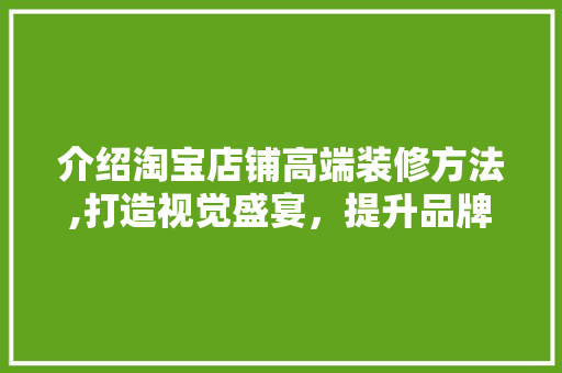 介绍淘宝店铺高端装修方法,打造视觉盛宴，提升品牌形象