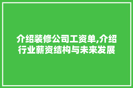 介绍装修公司工资单,介绍行业薪资结构与未来发展