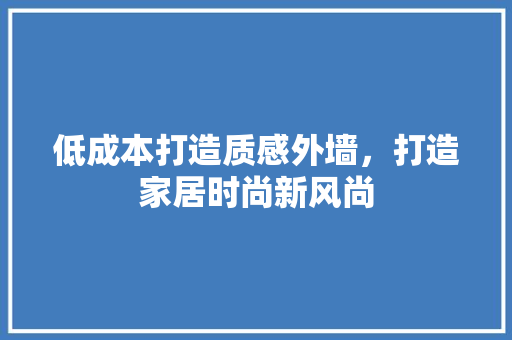 低成本打造质感外墙，打造家居时尚新风尚