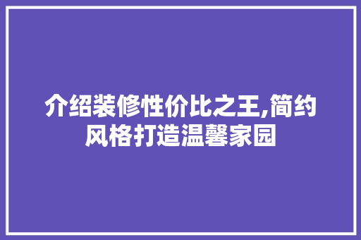 介绍装修性价比之王,简约风格打造温馨家园