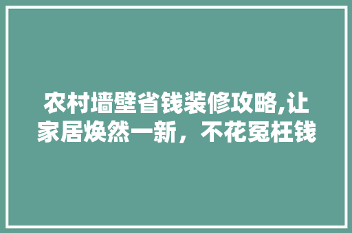 农村墙壁省钱装修攻略,让家居焕然一新，不花冤枉钱