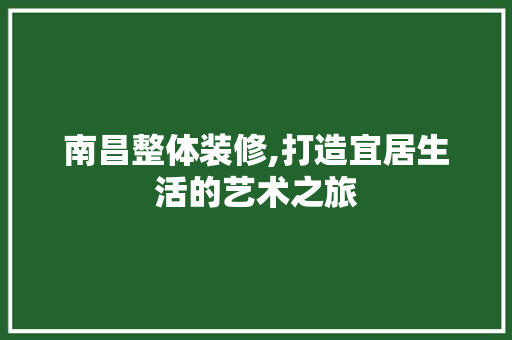 南昌整体装修,打造宜居生活的艺术之旅
