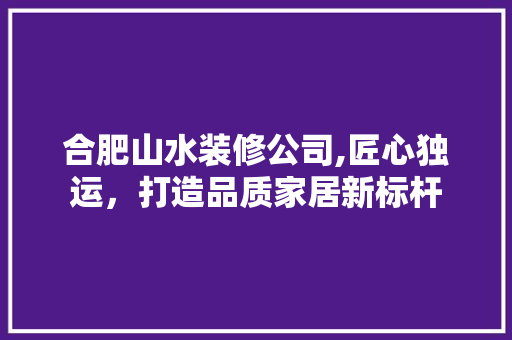 合肥山水装修公司,匠心独运，打造品质家居新标杆