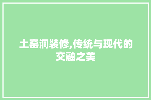 土窑洞装修,传统与现代的交融之美