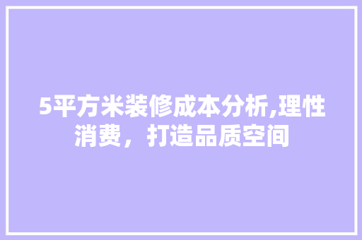 5平方米装修成本分析,理性消费，打造品质空间