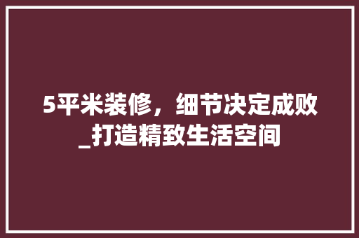 5平米装修，细节决定成败_打造精致生活空间