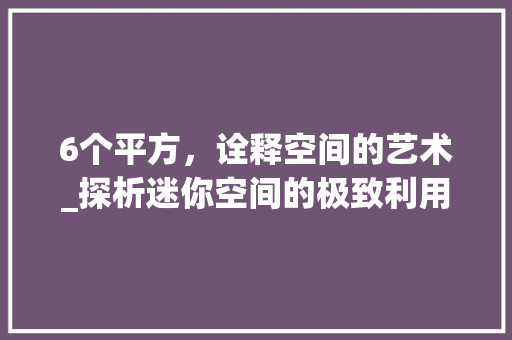 6个平方，诠释空间的艺术_探析迷你空间的极致利用