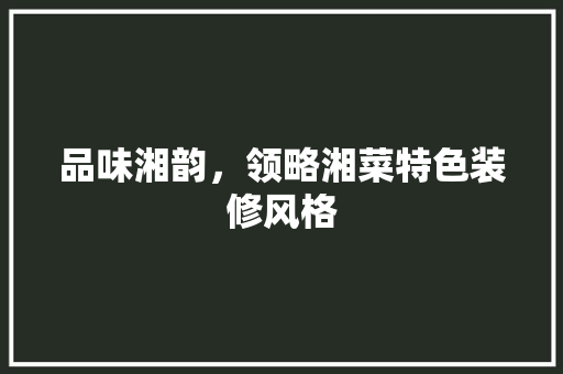 品味湘韵，领略湘菜特色装修风格