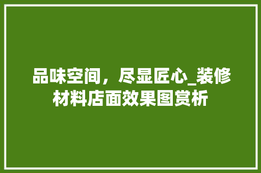 品味空间，尽显匠心_装修材料店面效果图赏析