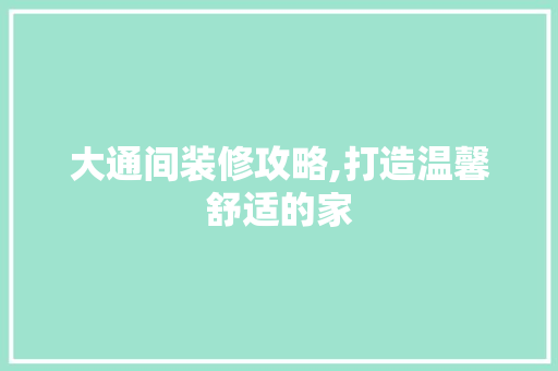 大通间装修攻略,打造温馨舒适的家