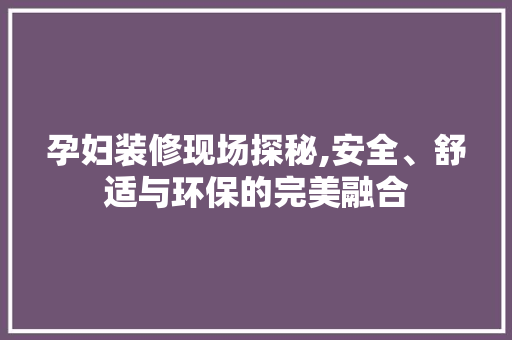 孕妇装修现场探秘,安全、舒适与环保的完美融合