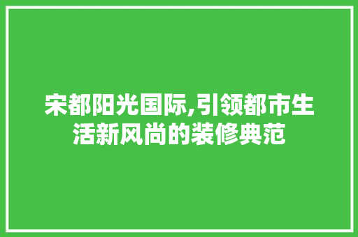 宋都阳光国际,引领都市生活新风尚的装修典范