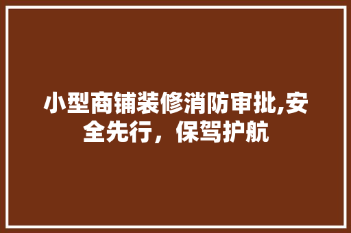 小型商铺装修消防审批,安全先行，保驾护航