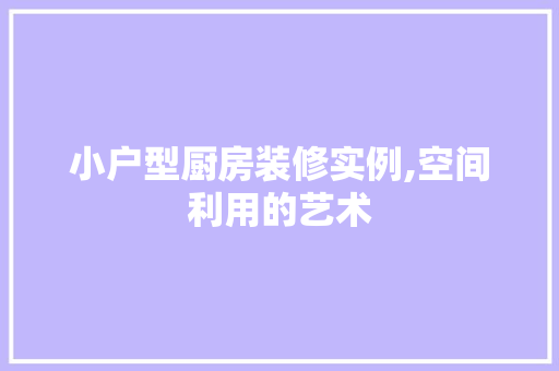 小户型厨房装修实例,空间利用的艺术