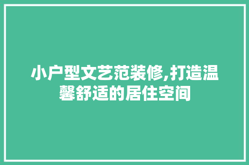 小户型文艺范装修,打造温馨舒适的居住空间