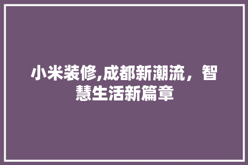 小米装修,成都新潮流，智慧生活新篇章