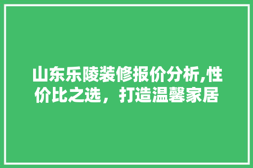 山东乐陵装修报价分析,性价比之选，打造温馨家居