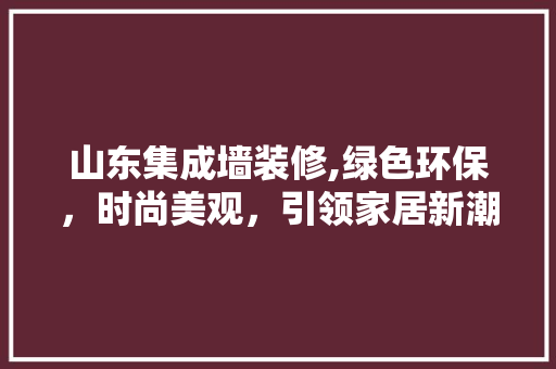 山东集成墙装修,绿色环保，时尚美观，引领家居新潮流