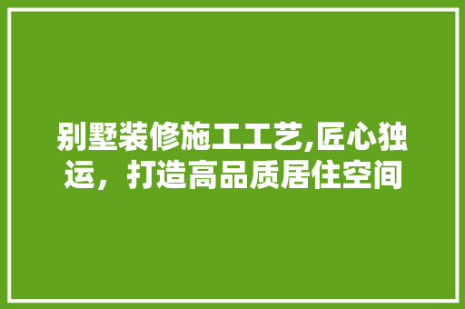 别墅装修施工工艺,匠心独运，打造高品质居住空间