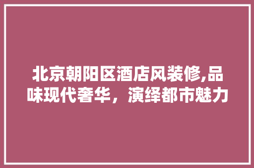 北京朝阳区酒店风装修,品味现代奢华，演绎都市魅力