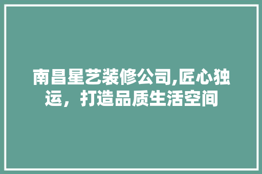南昌星艺装修公司,匠心独运，打造品质生活空间