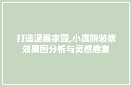 打造温馨家园,小庭院装修效果图分析与灵感启发