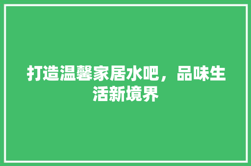 打造温馨家居水吧，品味生活新境界