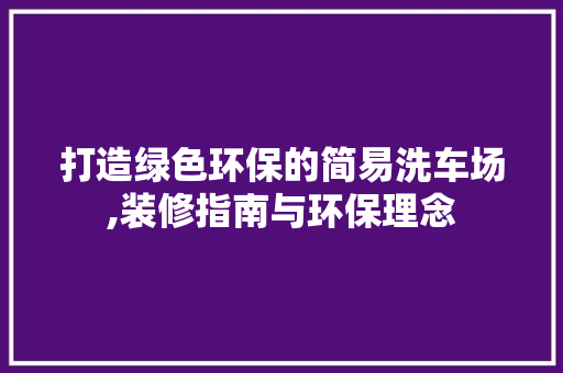 打造绿色环保的简易洗车场,装修指南与环保理念