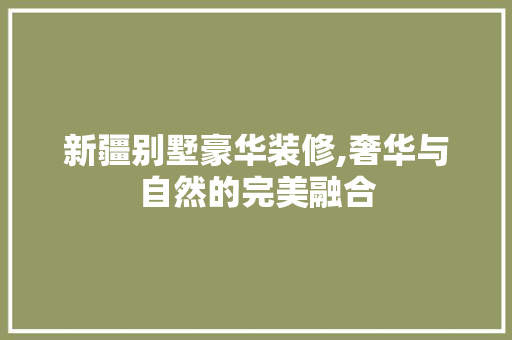 新疆别墅豪华装修,奢华与自然的完美融合