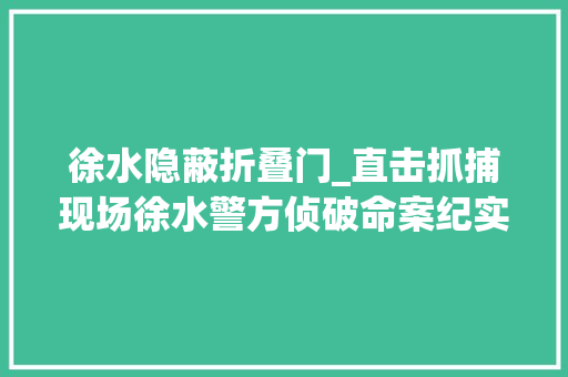 徐水隐蔽折叠门_直击抓捕现场徐水警方侦破命案纪实