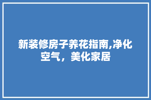 新装修房子养花指南,净化空气，美化家居