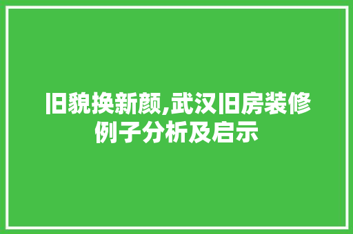 旧貌换新颜,武汉旧房装修例子分析及启示