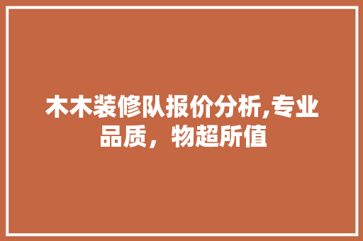 木木装修队报价分析,专业品质，物超所值
