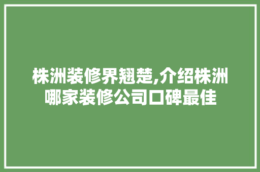 株洲装修界翘楚,介绍株洲哪家装修公司口碑最佳