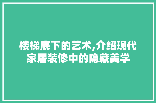 楼梯底下的艺术,介绍现代家居装修中的隐藏美学